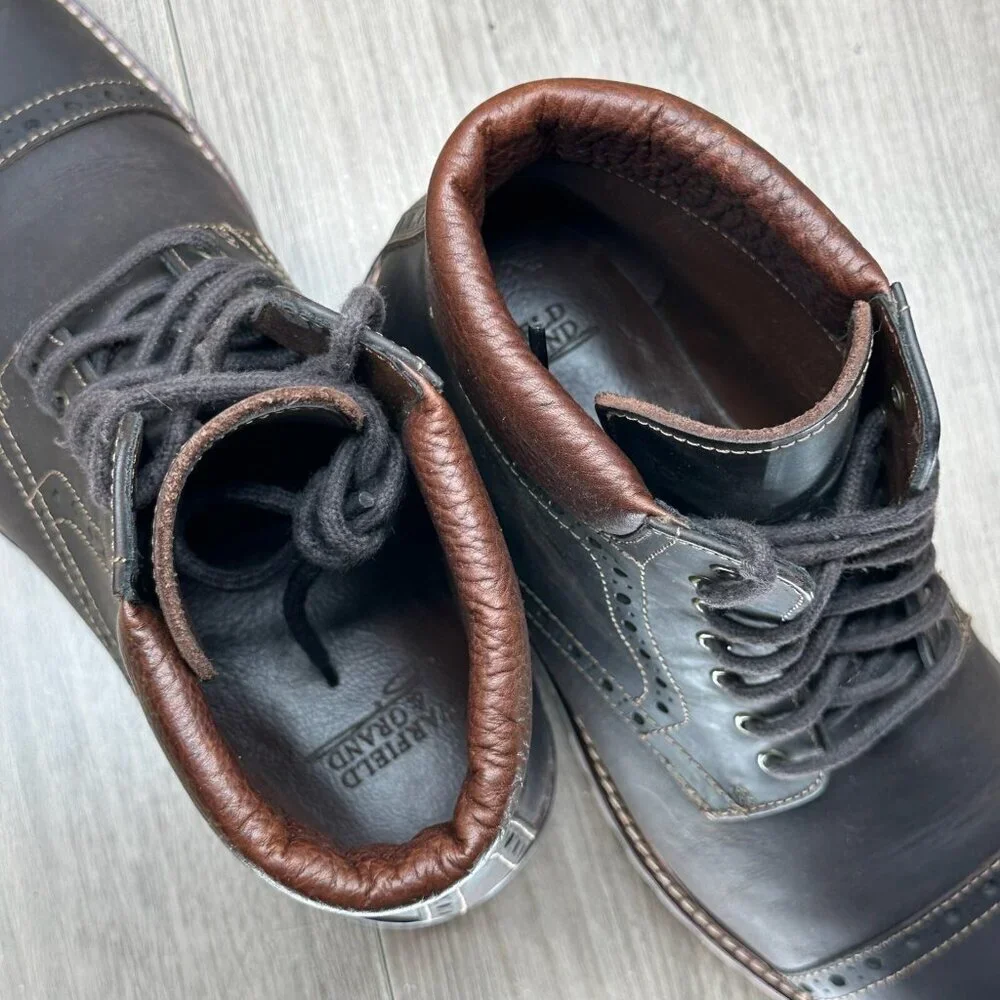 Warfield & Grand Boots Mens Sz 8 Presidio Leather Lace Up Cap Toe Ankle Brown
